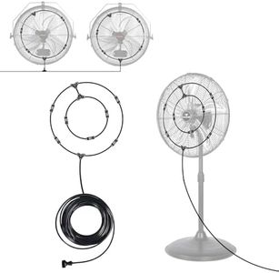 Fan Misting Kit for Outside Patio, Outdoor Fan Misters for Cooling System, 35FT Double-Loop Water Mist Hose for Backyard, Porch, Umbrella,Deck,Canopy,Pergola,Pool. Yard BBQ Accessories, Party Supplies