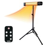 Senelux Electric Infrared Patio Heater 2000W with Tripod | IP65 Water-Resistant Radiant Heater for Indoor & Outdoor | Remote Control, Timer & 9 Heat Levels | LED Display | Portable