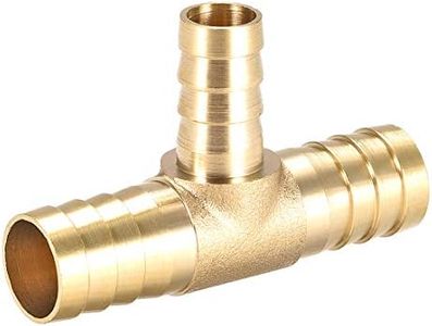 uxcell 16mm X 12mm X 16mm Brass Hose Reducer Barb Fitting Tee T-Shaped 3 Way Barbed Connector Air Water Fuel Gas