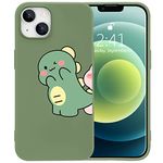 JOYLAND Dinosaur Couple Phone Case for iPhone XR,Green Liquid Silicone Couple Phone Case Cute Girly Case,Funny Soft Gel Rubber Full-Body Protective Microfiber Lining Shockproof Cover