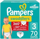 Pampers Swaddlers 360 Pull-On Diapers, Size 3, 70 Count for up to 100% Leakproof Skin Protection and Easy Changes