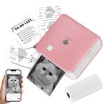 Phomemo M02Pro Photo Printer Mini Thermal Printer Pocket Bluetooth Printer, 300DPI Printer with 1 Paper Roll and Paper Holder, Compatible with Phone& Tablet, for DIY Painting Pink