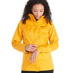 Marmot Women Wm's PreCip Eco Jacket, Waterproof Jacket, Lightweight Hooded Rain Jacket, Windproof Raincoat, Breathable Windbreaker, Ideal for Running and Hiking, Solar, M