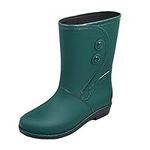 SHUAISHUAI Mid Calf Rain Boot Comfortable Light Ankle Rain Boots Frosted Outdoor Rain Boots Low Cut Rain Shoes (Green, 5.5)