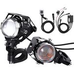 PROZOR Motorcycle Spotlights 2PCS U5 Motorcycle LED Headlights with Cables and ON/OFF Switch Motorcycle Spot Lights 3000 Lumen Motorbike Headlight Waterproof Fog Lights for 12/24V Vehicles