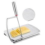 Cheese Slicer, Stainless Steel Cheese Cutter Board with Blade Multipurpose Food Butter Slicer Accurate Size Scale Butter Cutter Board for Block Cheese Sausage Ham