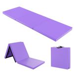 Giantex 6'x 2' Gymnastics Mat, 2" Thick Folding Tumbling Mat with Hook and Loop Fastener, Foldable Gym Mat with Carrying Handles, Cheer Mats for Kids Adults Home Exercise Aerobics Fitness, Purple