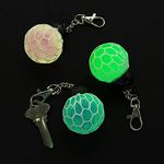 Glow-in-The-Dark Mesh-Covered Squeeze Ball Backpack Clips - Apparel Accessories - 12 Pieces