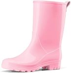 HISEA Women's Mid Calf Rain Boots Waterproof Garden Shoes Anti-Slipping Rainboots for Ladies with Comfort Insole Short Wellies Rubber Rain Shoes Outdoor Work Boots, Size 9 Light Pink