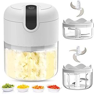 JDSI Electric Mini Garlic Chopper – Small Wireless Food Processor Portable Mini Garlic Choppers Blender Mincer Waterproof USB Charging (Electric garlic cutter)