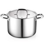 Cook N Home 02681 Tri-Ply Clad Stainless Steel Stockpot with Lid, 8 Quart, Silver