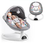 Soobaby Baby Swing for Infants,baby Bouncer for Babies,Portable Swing for Baby Boy Girl,Remote Control Indoor Baby Rocker with 5 Sway Speeds,Music and Bluetooth,Gray