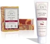 Way Natural 1 Cherry Almond Lotion & 3 Cherry Almond Goat Milk Soap Bars (1 Lotion, 3 Bars)