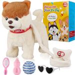 Marsjoy Walking Dog Toy Musical Singing Dancing Plush Interactive Dog Walk Along Puppy with Leash Dog Robot Volume Adjustment Stuffed Animal Shaking Toy for Boy