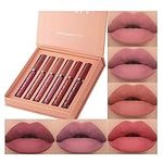 6 Pcs Matte Liquid Lipstick Set Nude Lip Gloss Non-Stick Cup Not Fade Waterproof Long Lasting Lip Sticks Gift For Make Up Women (Set B)