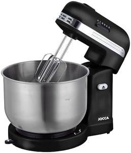 JOCCA - Pastry Blender 350 W with Self-Rotation by Friction, 5 Speeds, Stainless Steel Bowl, 3.5 L, Knead, Bate, Emulsion, Sticks and Mixer (Black)