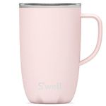 S'well Stainless Steel Travel Mug with Handle - 16oz - Pink Topaz - Triple-Layered Vacuum-Insulated Container Designed to Keep Drinks Cold for 10 Hours and Hot for 3 - BPA-Free Water Bottle