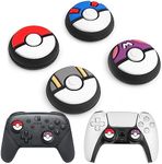 Thumb Grip Caps Compatible with Nintendo Switch Pro Controller,Silicone Analog Stick Caps for PS5/4 Controller,Thumbstick Grips Joystick Button Cover for Xbox Series X/S,4pcs(Red+Blue+Gray+Purple)