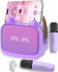 ZONEY Mini Karaoke Machine for Kids, Portable Bluetooth Karaoke Speaker with 2 Wilreless Microphones with LED Lights, Birthday Kids Toys Gifts for Girls Boys 4, 5, 6, 7, 8, 9, 10 +Year Old, Purple