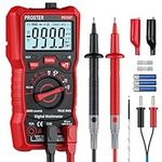 Proster Multimeter TRMS 6000 Counts Auto Range Multimeter Tester with DC AC Voltage Current NCV Detector Temperature Capacitance Resistance Diode Continuity Tester with Test Probe Alligator Clip Fuses