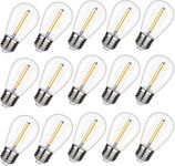 BORT 15 Pack-LED S14 Replacement Bulbs, Shatterproof LED Filament Bulb, 1W(10W Equivalent), Fits for Outdoor String Lights/Patio Lights, Warm 2200K, Non-Dimmable , E26 Standard Screw Base, Clear Plastic (S14-15 Pack)