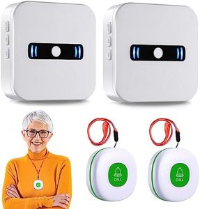 Daytech Wireless Caregiver Pagers SOS Call Button for Elderly Patient Seniors Disabilities Personal in Home Nurses Calling Alert System (2 Green Buttons+ 2 Receivers)