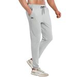 BROKIG Mens Hidzip Gym Joggers Pants,Lightweight Track Pants Workout Athletic Sweatpants Men with Zipper Pockets Jogging Sport(Light Grey,Large)