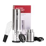 CIRCLE JOY Electric Wine Opener Set, Automatic Corkscrew, Rechargeable Wine Bottle Opener, Wine Opener Gift Set with Foil Cutter, Vacuum Wine Stopper and Aerator Pourer, 4 in 1, Stainless Steel