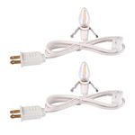 OHLGT 2 Sets Accessory Cord with 2 LED C7 Light Bulb, 5Ft Salt Lamp Cord Replacement with On/Off Switch Plugs E12 Socket for Halloween Pumpkin, Christmas Village House, Holiday Decorations and Crafts