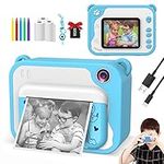 Uleway Instant Print Cameras for Kids 1080P Digital Video Camera with 2.4 Inch Screen 32GB SD Card 5 Color Pens 3 Rolls Printing Papers Portable Creative Gifts for 3-12 Year Old Boys and Girls (Blue)