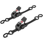 IAZZCO Retractable Ratchet Tie Down Straps - 2.5CM x 3M Heavy Duty Self Retracting Ratchet Straps, for Trucks/ATV/Motorcycle/Cargo/Household(Black/2 Pack)