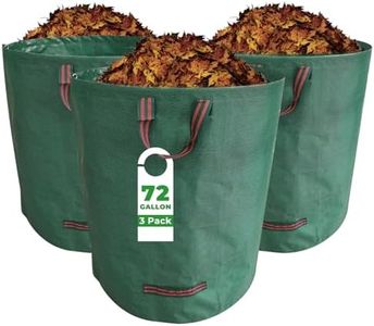 3-Pack 72 Gallon Reusable Yard Waste Bags with Plastic Ring, Extra Large Leaf Bags for Lawn Debris, Grass Clippings, Camping Trash Bin, Heavy Duty Collapsible Garden Bins with 4 Handles