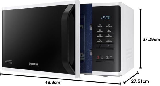 Samsung 23L Solo Microwave – White Compact Countertop Oven