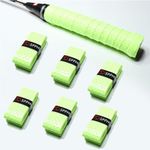 SPPHONEIX 6-Pack Tennis Racket Grip Tape (6 Grips) Sweat-Absorbing Handle Grip for Tennis, Badminton, Squash, Golf, Fishing, and Pickleball Overgrip (6-Pack Light Green)