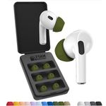 Foam Masters Ultra-Premium Memory Foam Ear Tips for AirPods Pro 1st & 2nd Gen | 3 Pairs | Black Magic Ver 6.0 | Secure | Comfort | Better Noise Cancel | Replacement Buds – OD Green, Large