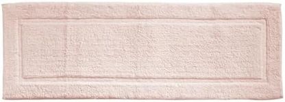 mDesign Soft 100% Cotton Luxury Hotel-Style Rectangular Spa Mat Rug, Plush Water Absorbent, Decorative Border for Bathroom Vanity Bathtub/Shower, Machine Washable Long Runner - 60" x 21" - Blush Pink