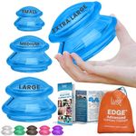 Lure Essentials Edge Cupping Set – Ultra Clear Blue Silicone Cupping Therapy Set for Cellulite Reduction and Myofascial Release - Massage Therapists and Home Use (Set of 4, Blue)