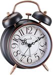 FLOITTUY Loud Alarm for Deep Sleepers 4'' Retro Twin Bell Alarm Clock with Backlight for Bedroom and Home Decoration(Retro Black)