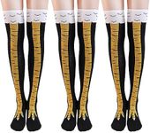 3 Pairs Chicken Leg Socks, Cotton Chicken Feet Socks Womens Mens Knee-High Turkey Socks Crazy Funny Halloween Thanksgiving Gifts (Yellow)