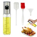 YAOTROOP 100ml Oil Sprayer Dispenser Oil Spray Bottle Vinegar Sprayer Dressing Spray with Brush Portable Grilling Olive Oil Glass Bottle Kitchen Gadgets for Salad Baking BBQ Air Fryer Roasting