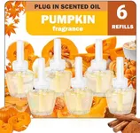 Plug in Air Freshener Refills for Home, Pumpkin Scented Oil, Long Lasting Fall Fragrance, 6 Count, 3.96 Fl Oz Compatible with Glade, Compatible with Air Wick – Ideal for Bedroom, Bathroom, Office