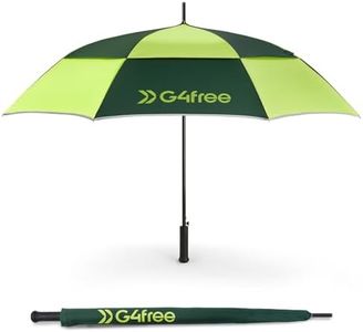 G4Free Golf Umbrella, 62 Inch Lightweight Automatic Open Carbon Fiber Oversize Double Canopy Vented with Reflective Stripe Windproof Waterproof Stick Umbrella, Fluorescent/Dark Green