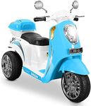 Kidzone Ride On Motorcycle Toy 3-Wheel Battery Powered Electric Motorbike with Music, Headlight, Storage Trunk, Horn, Key Switch for Boys & Girls - Sky Blue