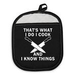 BDPWSS Funny BBQ Grill Pot Holders That's What I Do I Cook and I Know Things Chef Oven Mitts Culinary School Graduation Gift (I Cook Things PH)