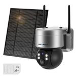 GENBOLT 4G LTE Solar Security Camera Outdoor Wireless 2K, 6W 12000mAh Battery Operated Surveillance Camera No WiFi, PTZ IP Camera System with SIM Card Cellular, PIR Siren Alarm Humanoid Detection