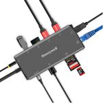 Honeywell 11-in-1 TypeC Multiport Dock with Dual 4K HDMI,DP,RJ45 Ethernet Port,2xUSB 3.0 & TypeC 3.0,3.5 mm Audio Ports,SD & MicroSD Slot,Compatible with All TypeC Devices- Windows,MAC