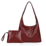 SDNWBNS Faux Leather Tote Bag, Large Shoulder Bag Y2K Hobo Handbag for Women College Tote Bag with Pouch Purse