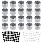 Bekith 20 Pack Magnetic Spice Tins Multi-Purpose Storage Tin, Clear Top Lid with Sift or Pour, Magnetic on Refrigerator and Grill. Includes 240 Spice Label Set