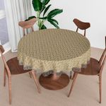 Kuber Industries Round Table Cover | Table Cloth for Round Tables | 4 Seater Round Table Cloth | Carry Round Kitchen Dining Tablecloth | Tabletop Cover | 60 Inch | Golden