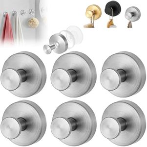 Morekfly Suction Cup Hooks for Shower, Strong Suction Cups Hooks, No Drill Stainless Steel Vacuum Suctions Cups Hanger for Shower Mirror Bathroom Hanging Towels Suctions Hanger (Silver, 6Pack)